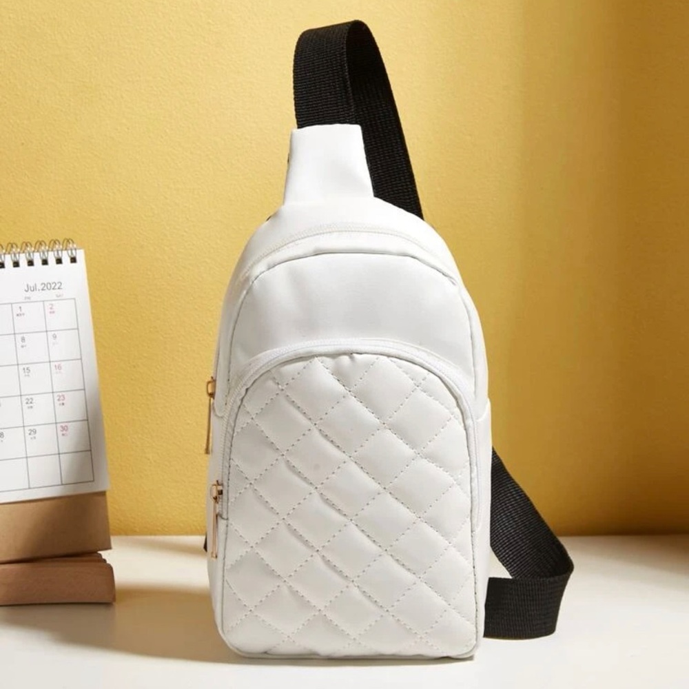 White Mini Quilted Sling Bag